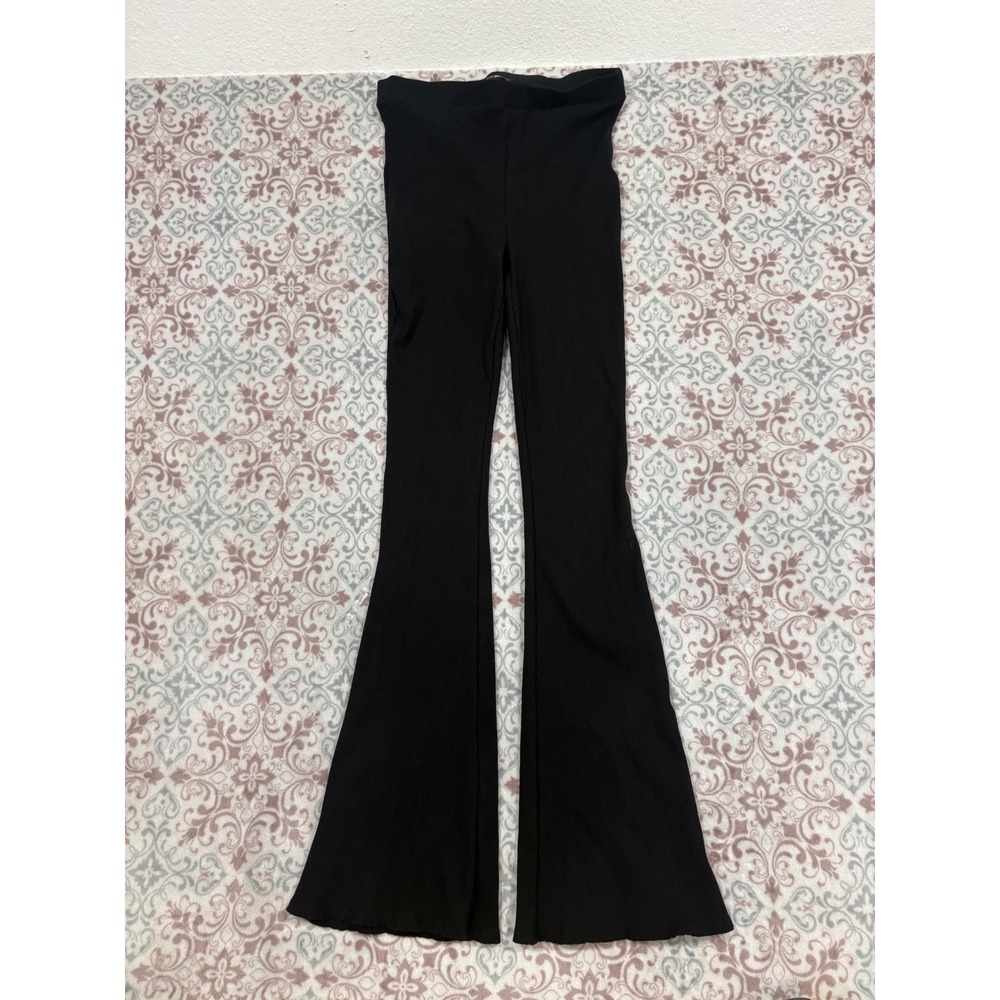 Fashion Nova Black Ribbed High Waisted Flare Leggings Pants XL TP6123TCH